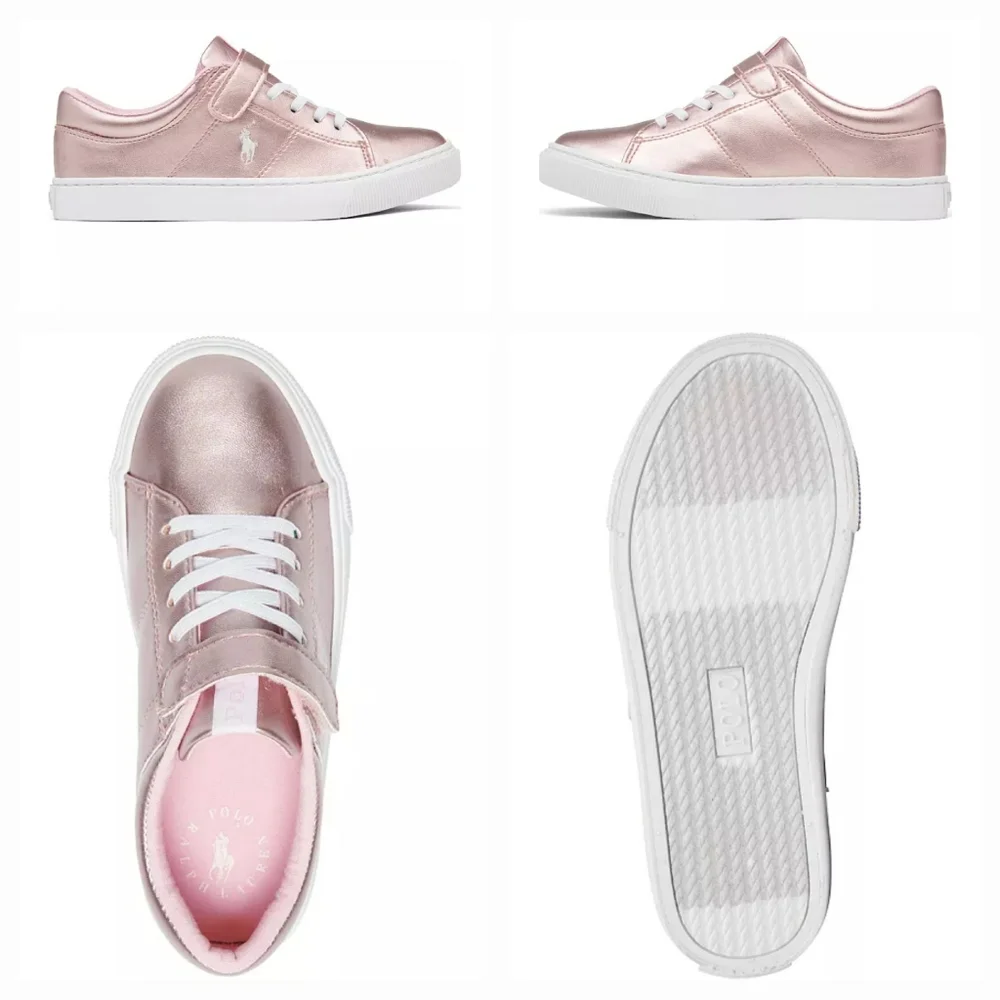 Polo Ralph Lauren Little Girls Elmwood Pink Metallic Velcro Sneakers Sz 7